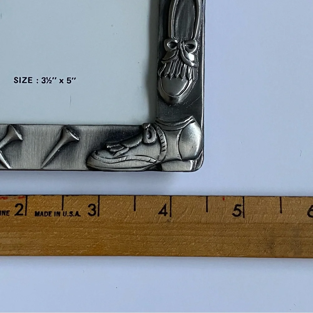 Golf Picture Frame Polished Pewter Sienna 3.5” X 5” Photo Balls Bag Clubs shoes